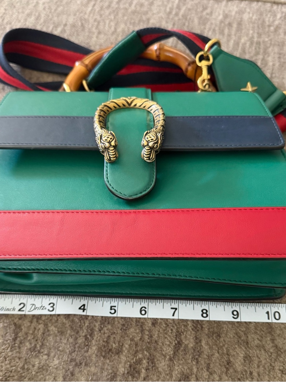 Gucci Moon Calfskin Web Medium Dionysus Bamboo Top Handle Bag - Picture 4 of 16